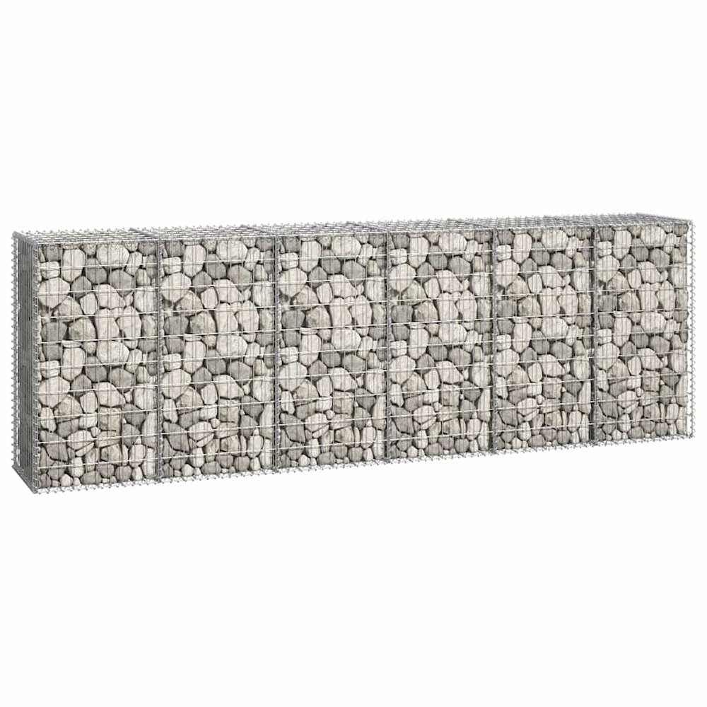 vidaXL Gabion Wall with Covers Galvanized Steel 118"x19.7"x39.4", 143592. Picture 5