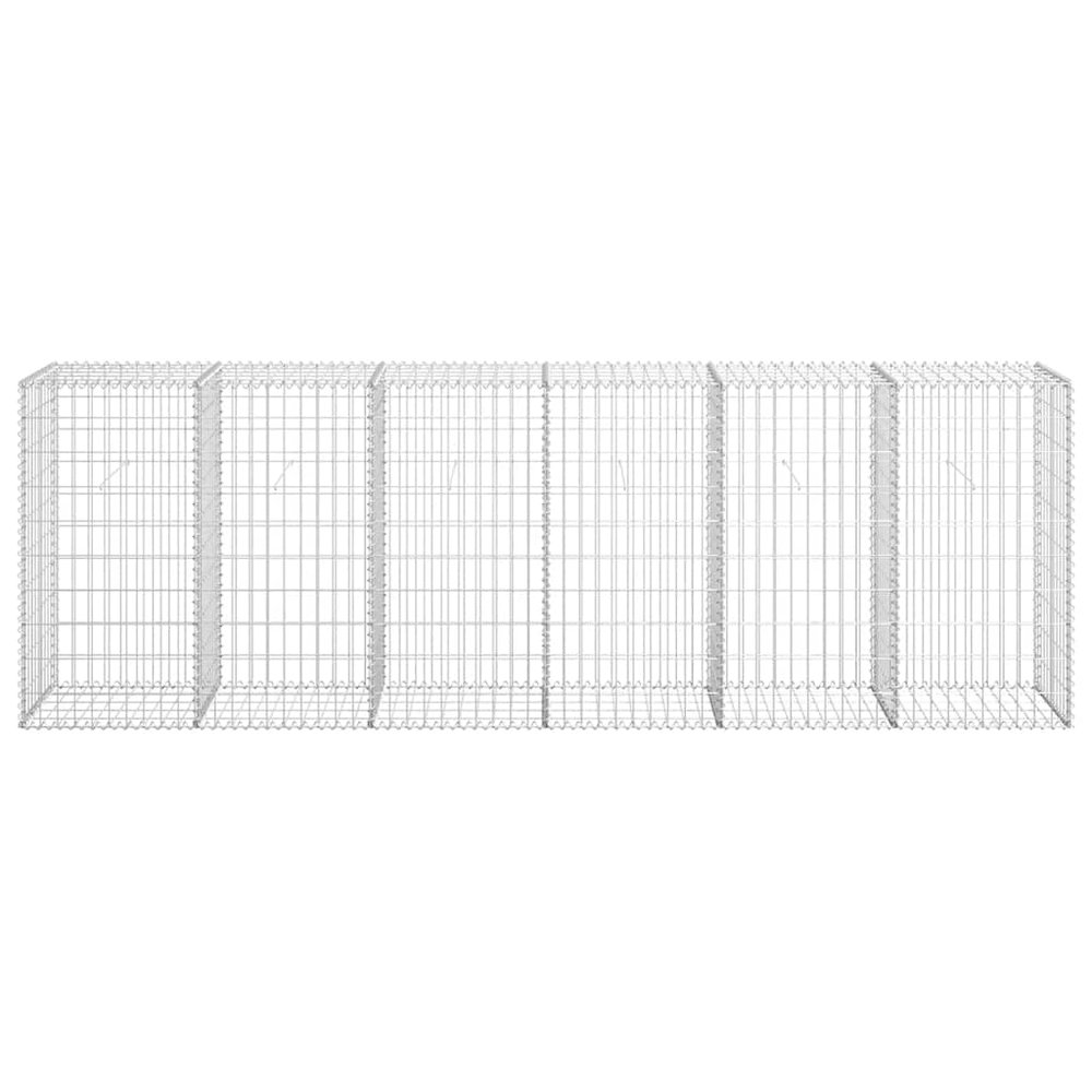 vidaXL Gabion Wall with Covers Galvanized Steel 118"x19.7"x39.4", 143592. Picture 6