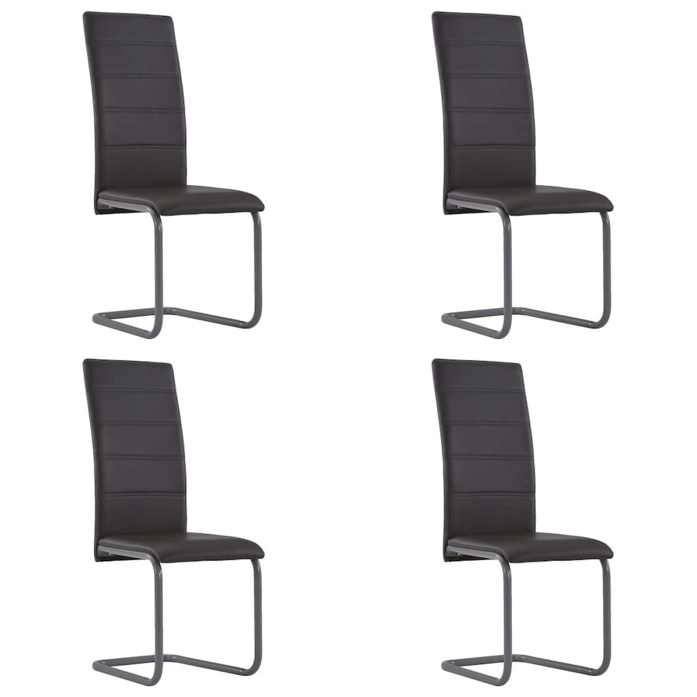 Dining Chair Set of 4 Brown Faux leather and steel Standard. Picture 1
