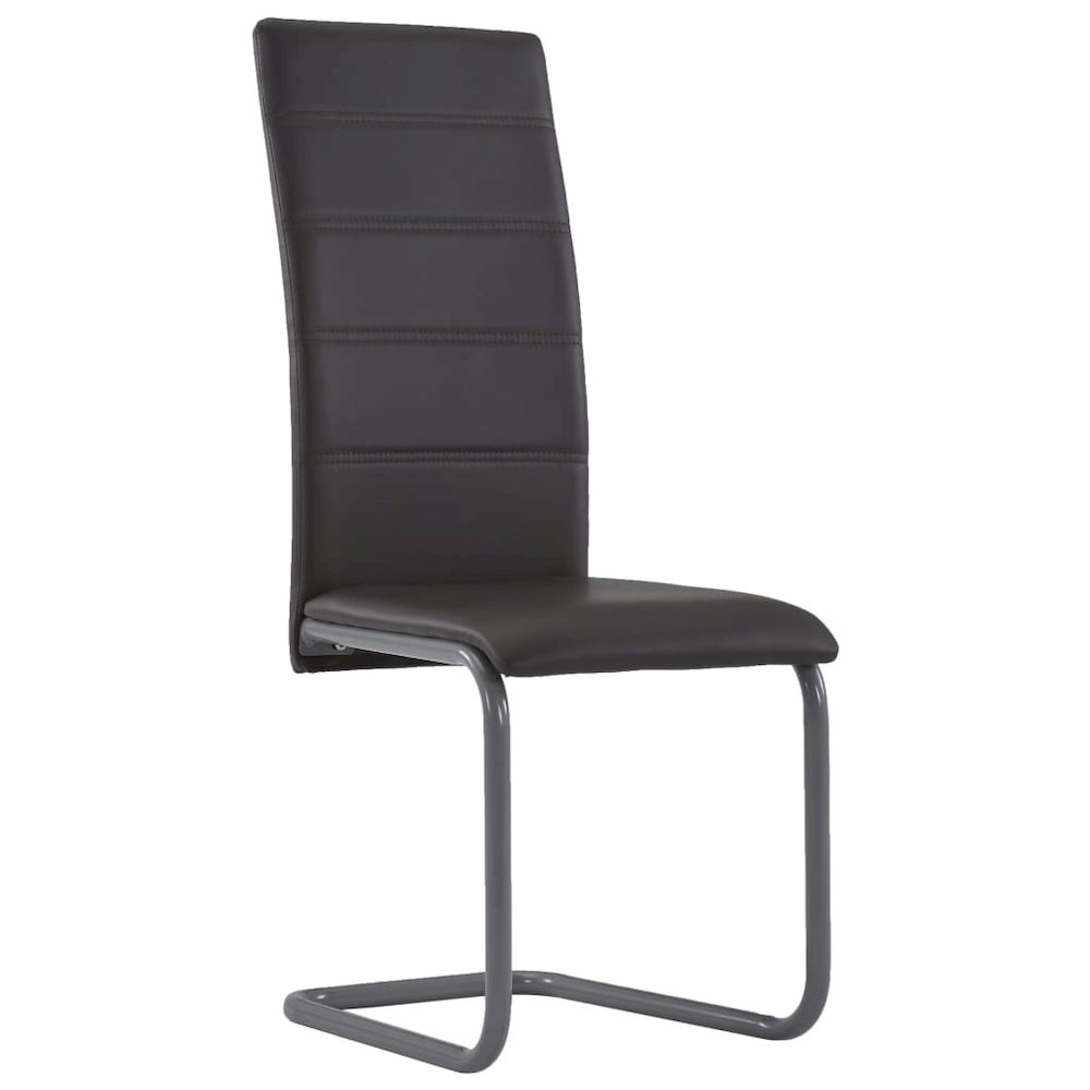 Dining Chair Set of 4 Brown Faux leather and steel Standard. Picture 2