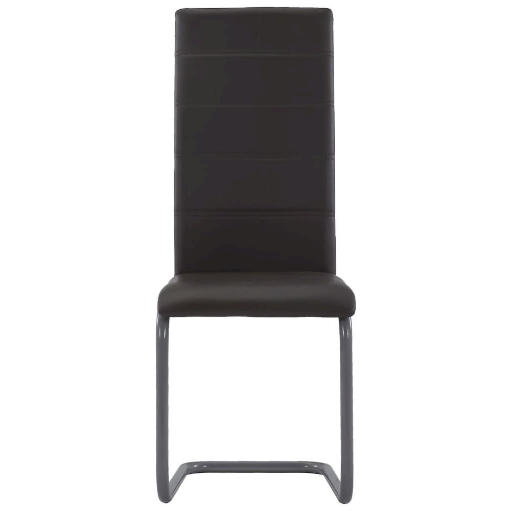 Dining Chair Set of 4 Brown Faux leather and steel Standard. Picture 3