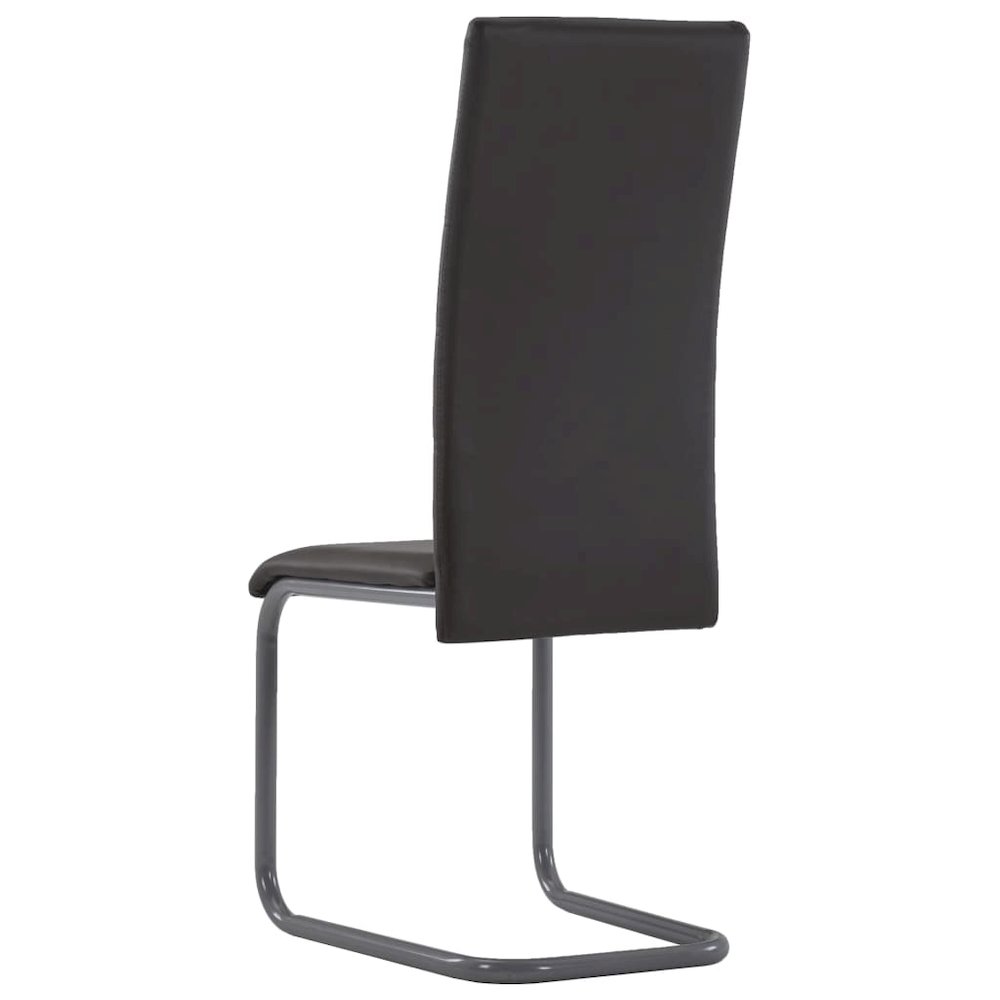 Dining Chair Set of 4 Brown Faux leather and steel Standard. Picture 5