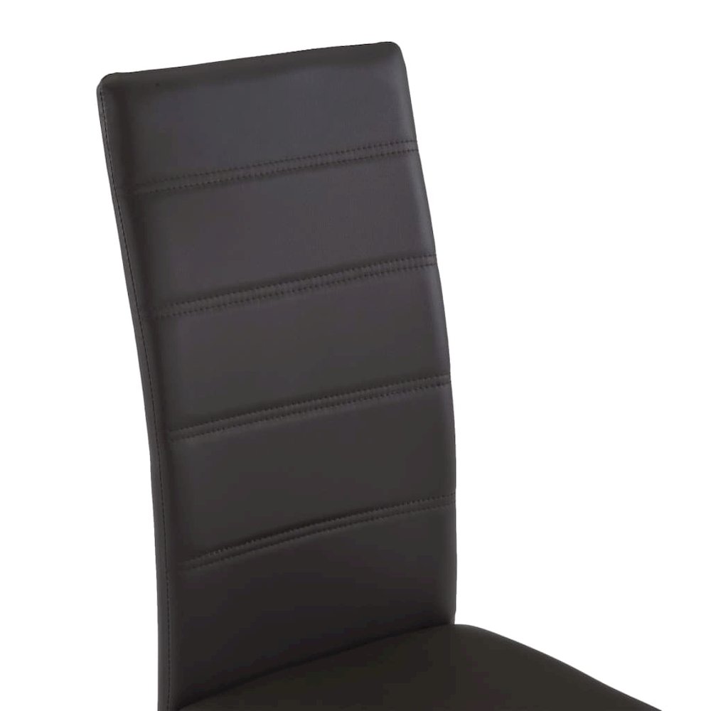 Dining Chair Set of 4 Brown Faux leather and steel Standard. Picture 6