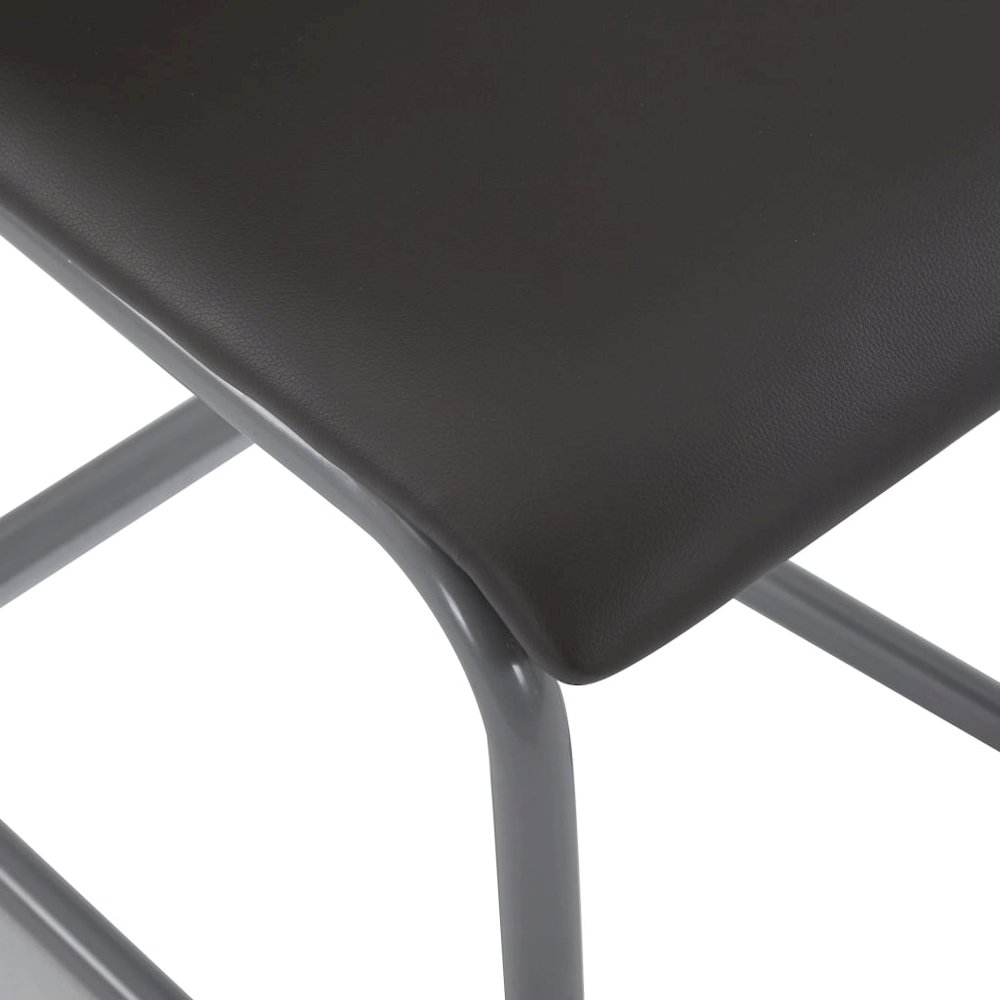 Dining Chair Set of 4 Brown Faux leather and steel Standard. Picture 7