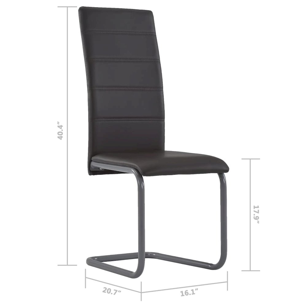 Dining Chair Set of 4 Brown Faux leather and steel Standard. Picture 8