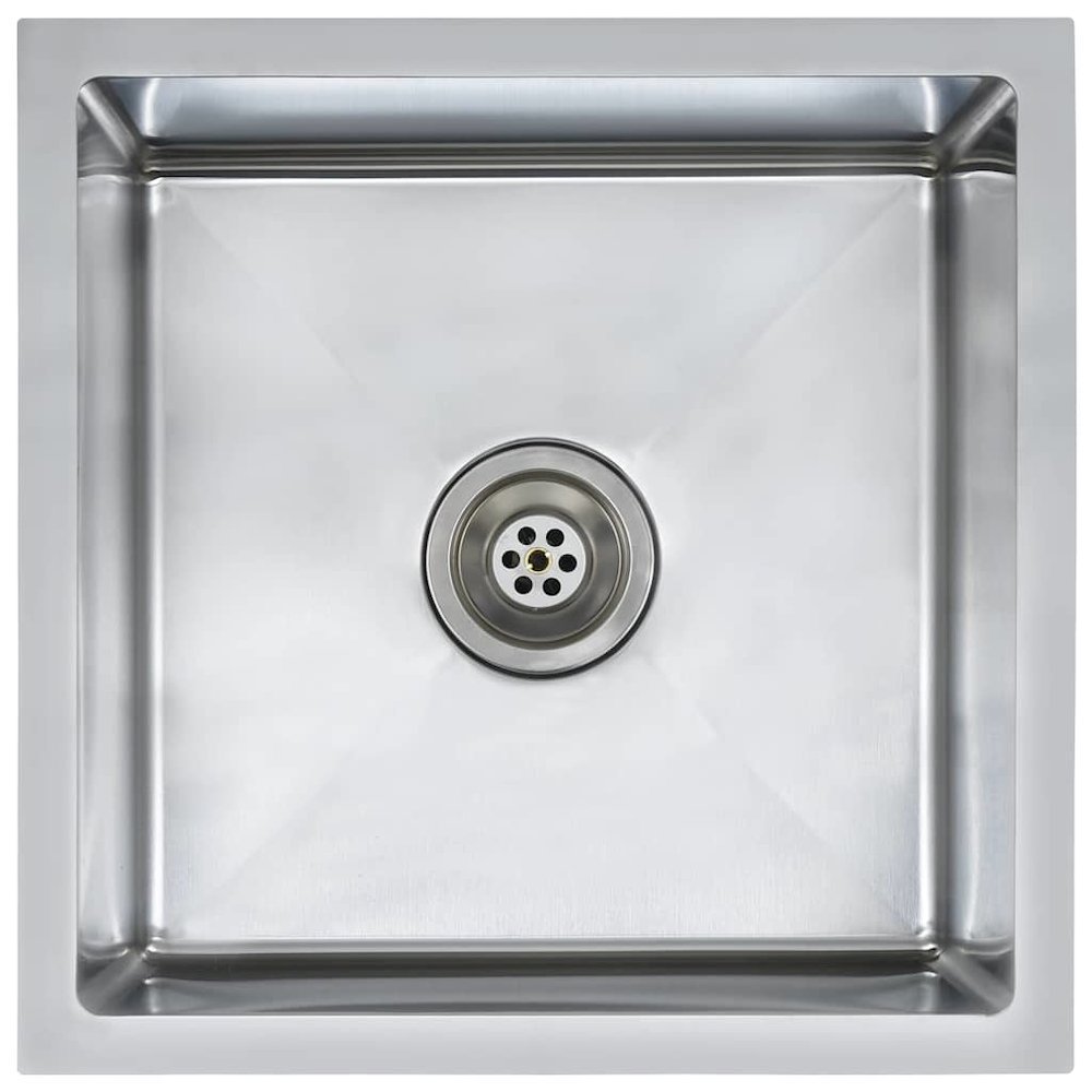 vidaXL Handmade Kitchen Sink with Strainer Stainless Steel, 145077. Picture 1