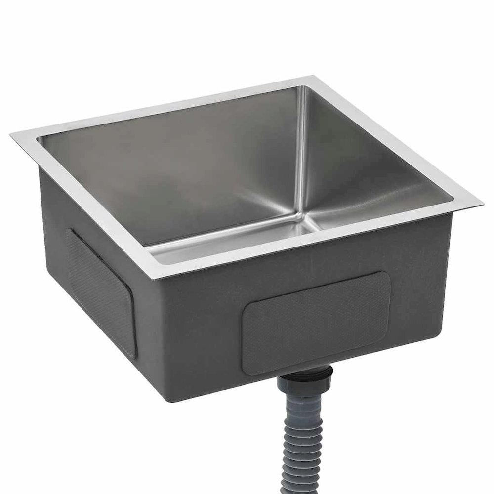 vidaXL Handmade Kitchen Sink with Strainer Stainless Steel, 145077. Picture 5