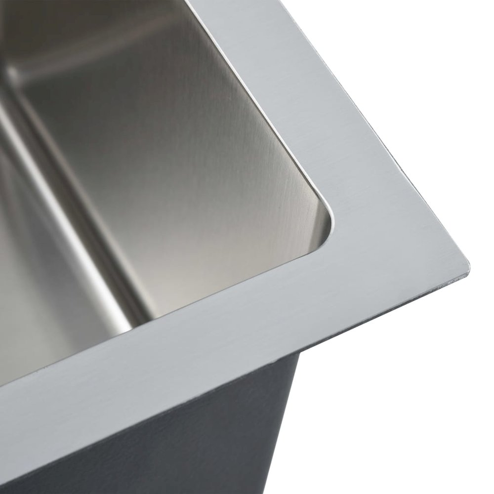vidaXL Handmade Kitchen Sink with Strainer Stainless Steel, 145077. Picture 6