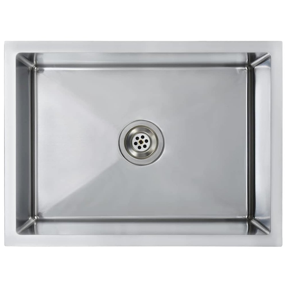 vidaXL Handmade Kitchen Sink with Strainer Stainless Steel, 145078. Picture 1