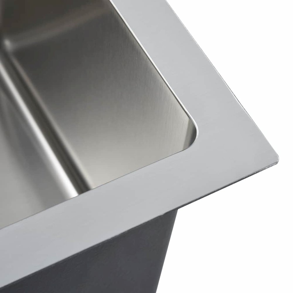 vidaXL Handmade Kitchen Sink with Strainer Stainless Steel, 145078. Picture 7