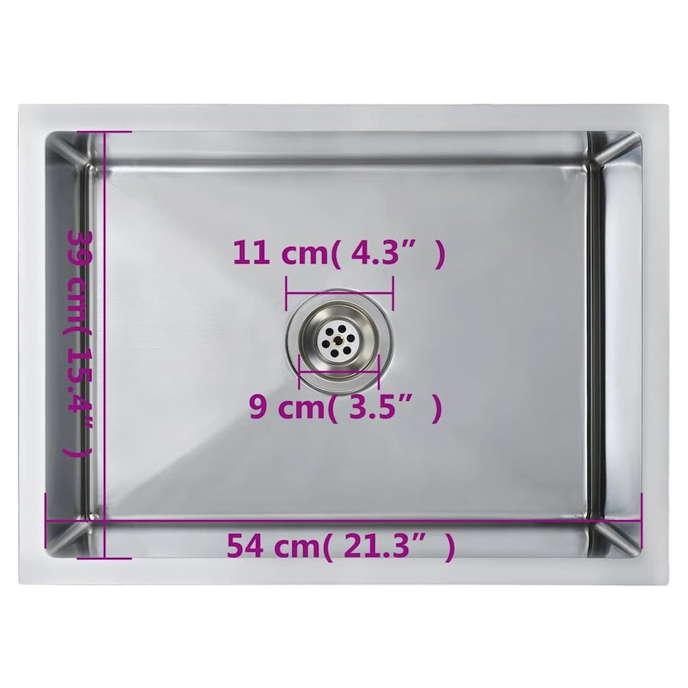 vidaXL Handmade Kitchen Sink with Strainer Stainless Steel, 145078. Picture 10
