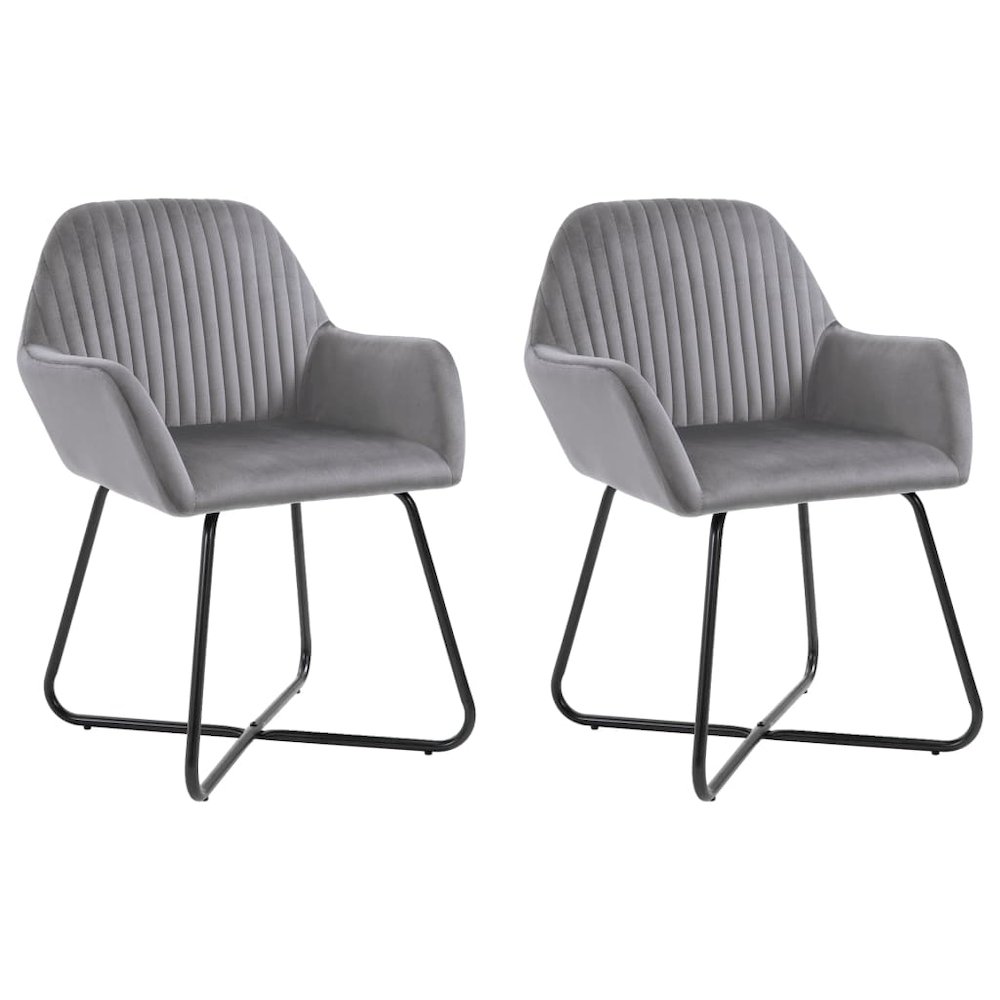 Dining Chair Set of 2 Gray Velvet Medium Ergonomic. Picture 1