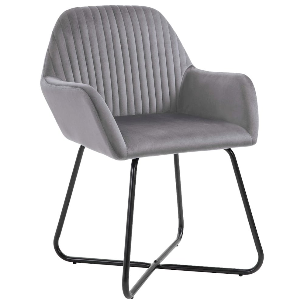 Dining Chair Set of 2 Gray Velvet Medium Ergonomic. Picture 2