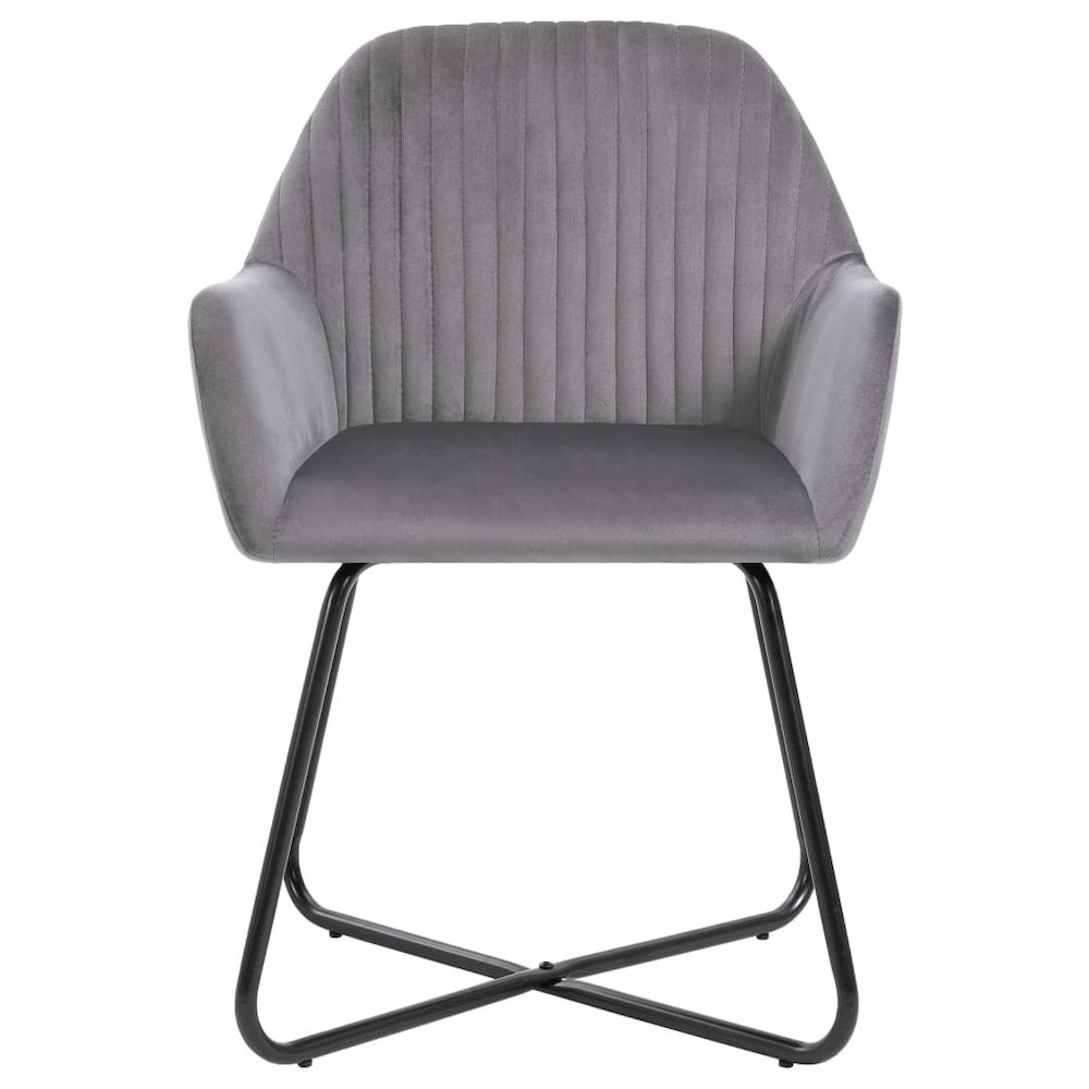 Dining Chair Set of 2 Gray Velvet Medium Ergonomic. Picture 3