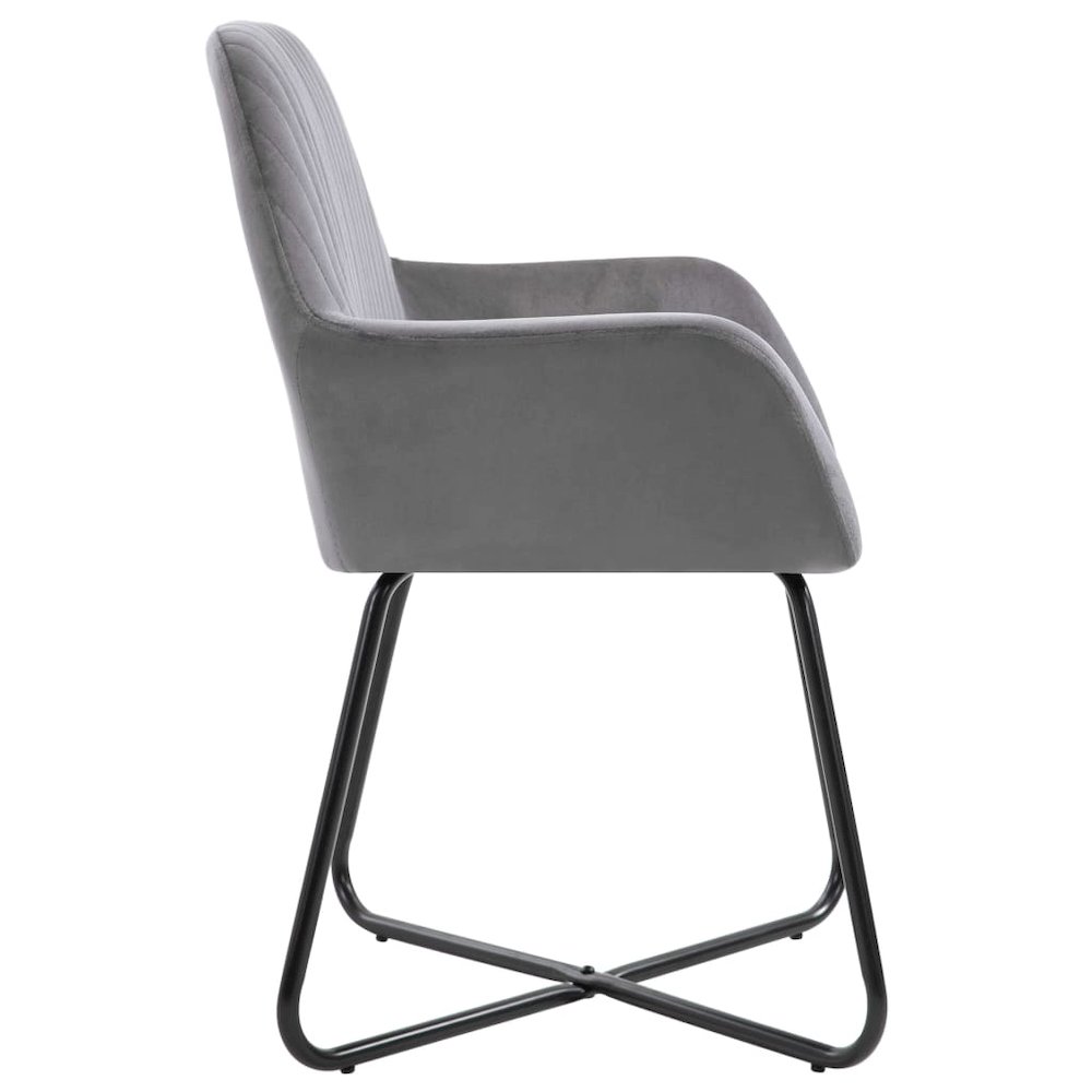Dining Chair Set of 2 Gray Velvet Medium Ergonomic. Picture 4