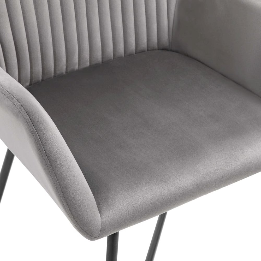 Dining Chair Set of 2 Gray Velvet Medium Ergonomic. Picture 6
