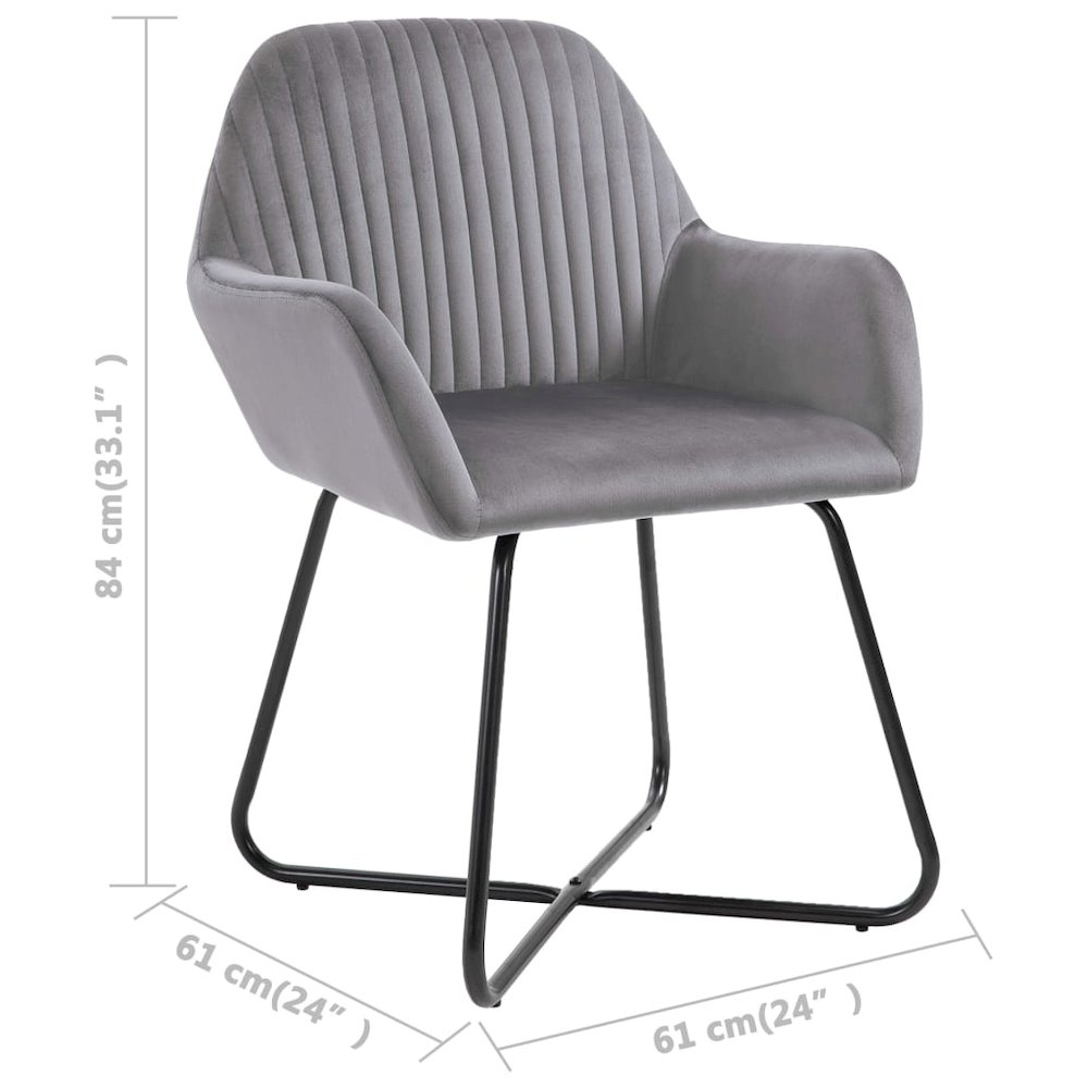 Dining Chair Set of 2 Gray Velvet Medium Ergonomic. Picture 8