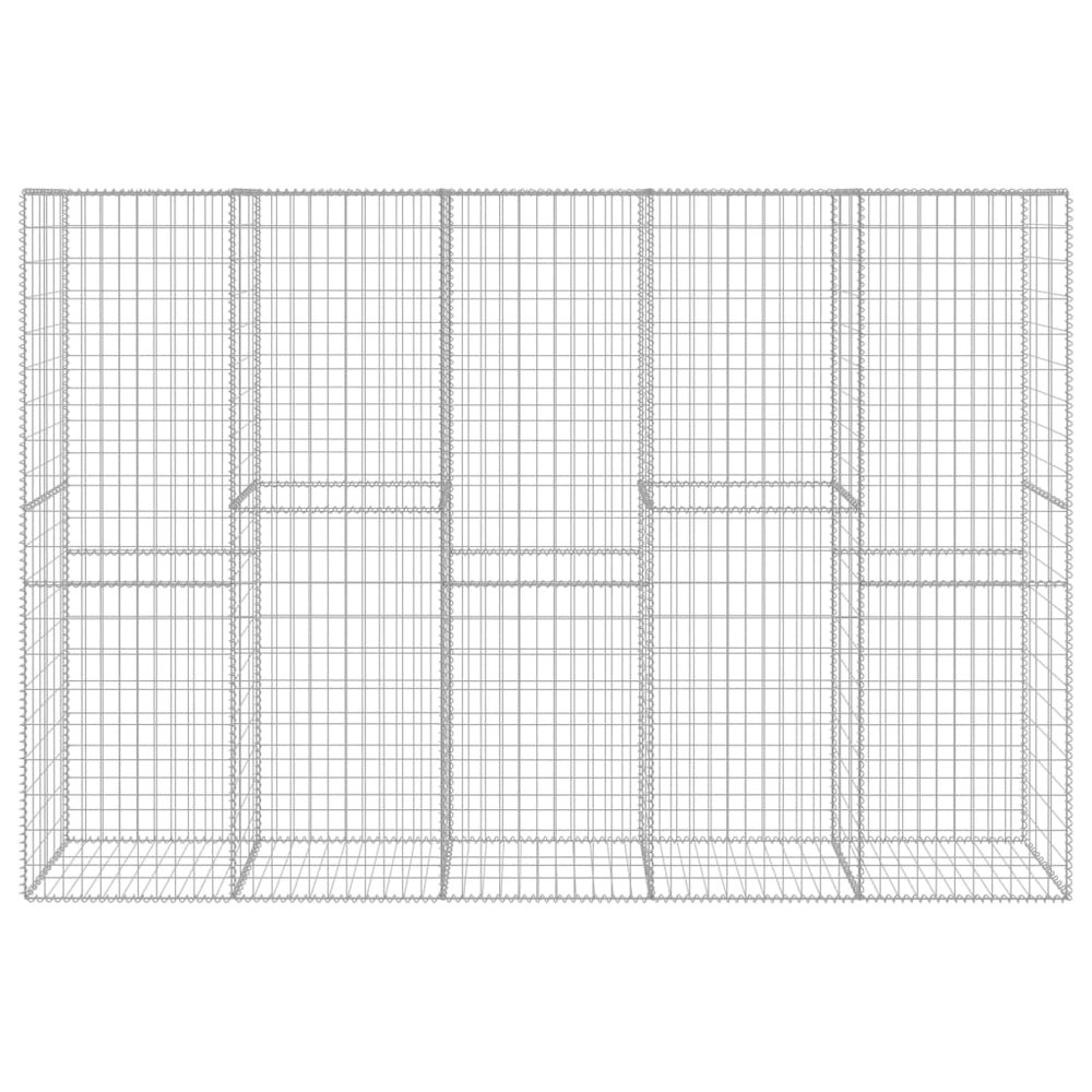 vidaXL Gabion Wall with Cover Galvanised Steel 118.1"x19.7"x78.7", 145090. Picture 3