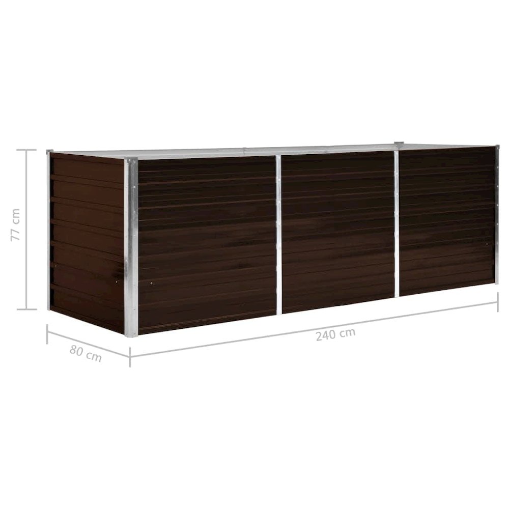 Raised Bed Brown Galvanized Steel 94.5 x 31.5 x 30.3 in. Picture 9