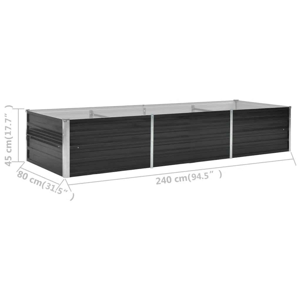 Raised Bed Anthracite Galvanized Steel 94.5 x 31.5 x 17.7 in. Picture 9