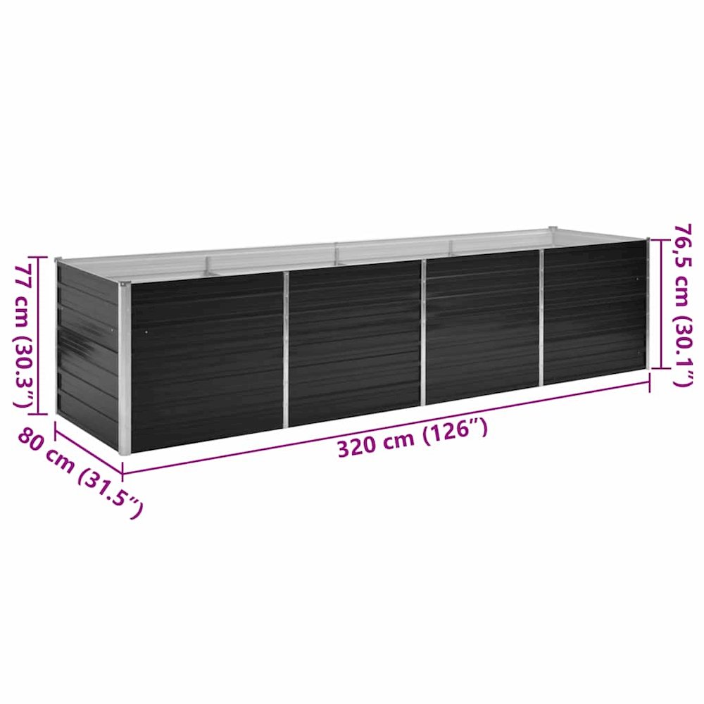 Raised Bed Anthracite Galvanized Steel 126 x 31.5 x 30.3 in. Picture 9