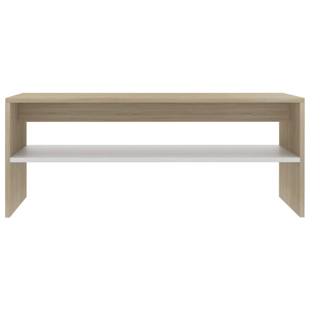 Coffee Table White and Sonoma Oak Engineered Wood Small. Picture 4