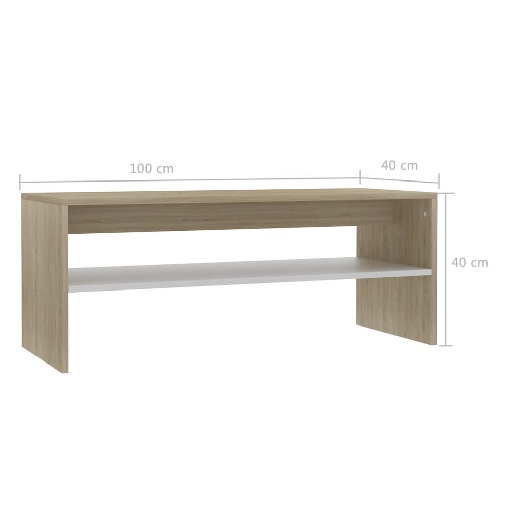Coffee Table White and Sonoma Oak Engineered Wood Small. Picture 6