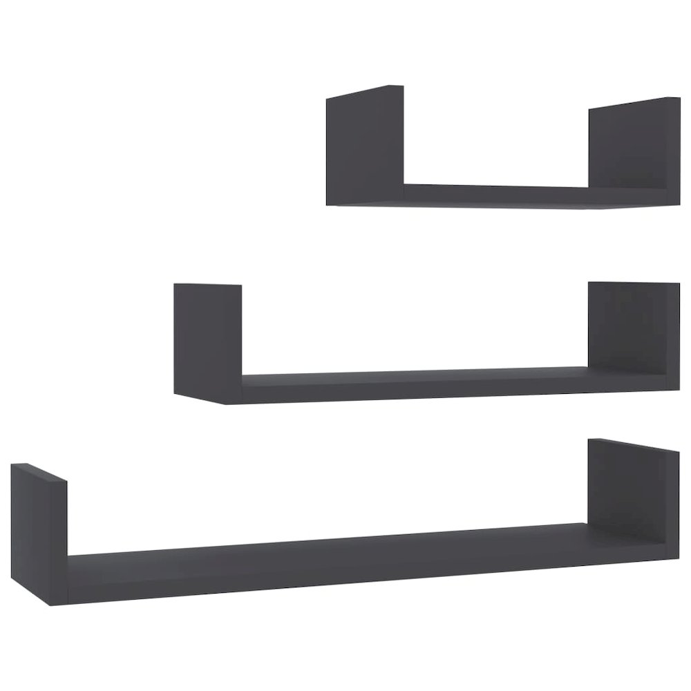 Shelf Set of 3 Gray Engineered wood Various sizes up to 23.6 in. Picture 2