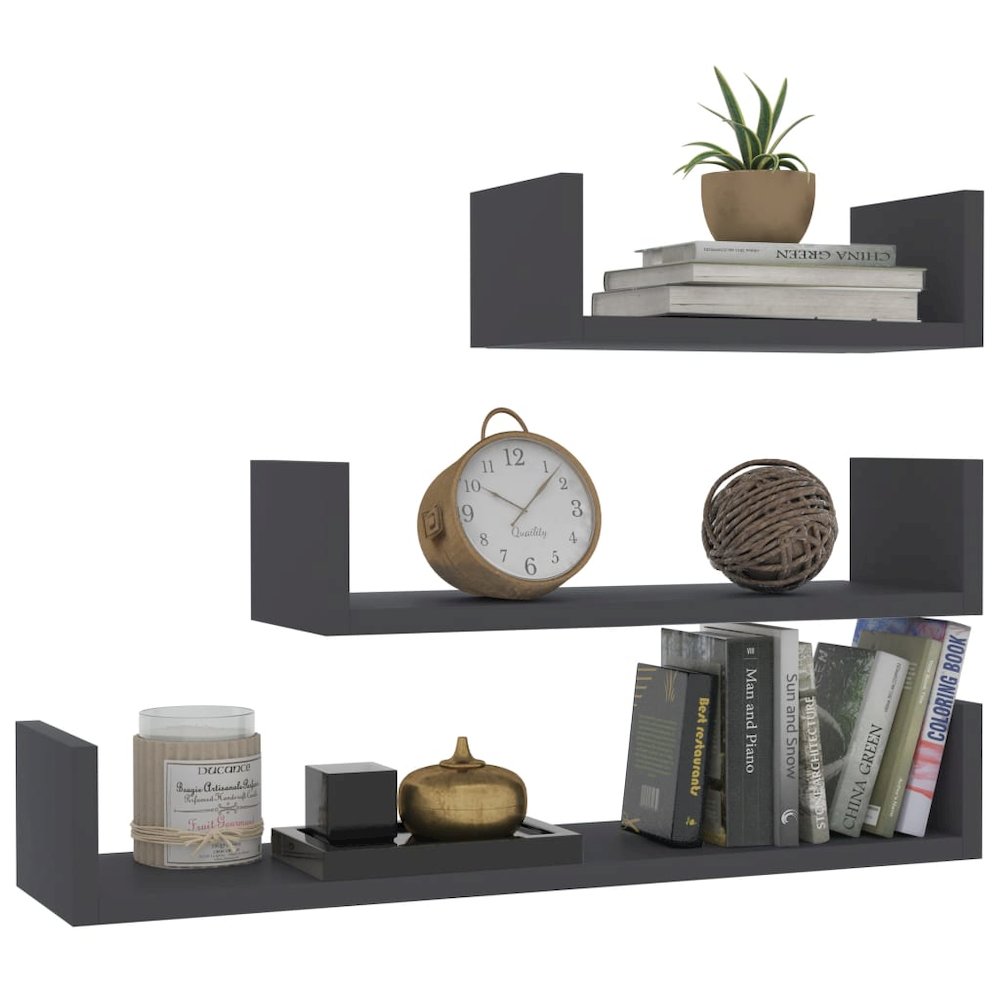 Shelf Set of 3 Gray Engineered wood Various sizes up to 23.6 in. Picture 3