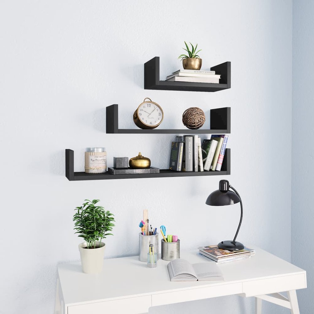 Shelf Set of 3 Gray Engineered wood Various sizes up to 23.6 in. Picture 1
