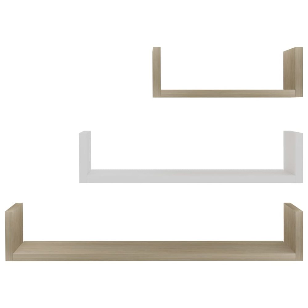 Shelf Set of 3 White Engineered Wood Large, Medium, Small. Picture 4