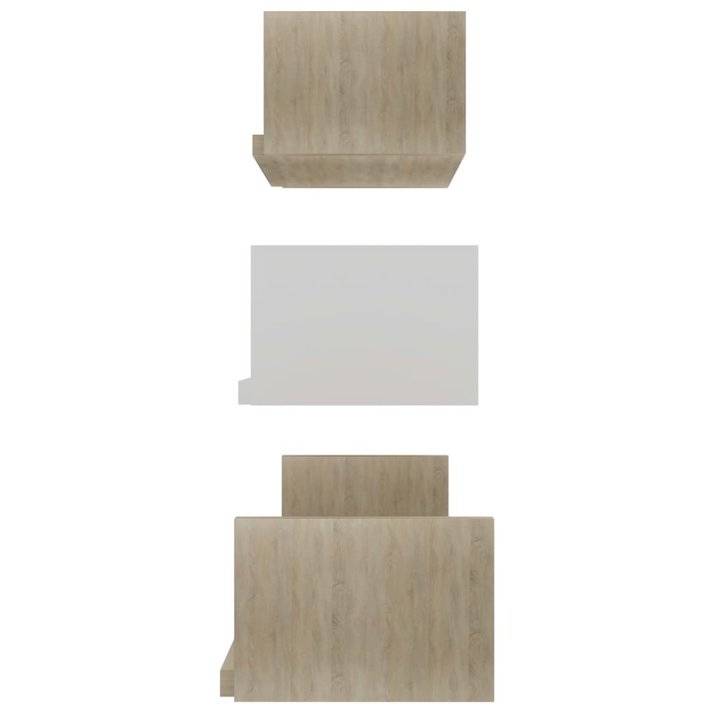 Shelf Set of 3 White Engineered Wood Large, Medium, Small. Picture 5