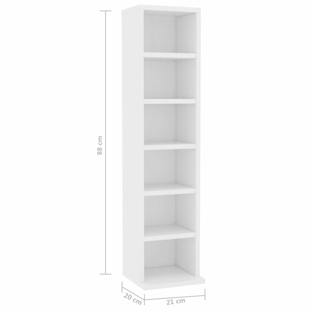 vidaXL CD Cabinet White 8.3"x9"x34.6" Chipboard, 800351. Picture 6
