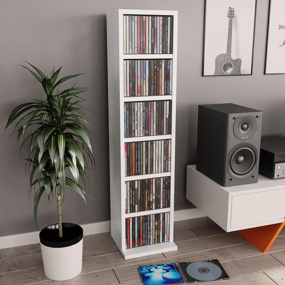 vidaXL CD Cabinet White 8.3"x9"x34.6" Chipboard, 800351. Picture 1