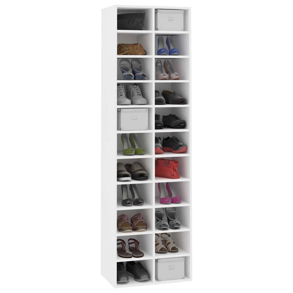vidaXL Shoe Cabinet White 21.2"x13.3"x72" Chipboard, 800369. Picture 3