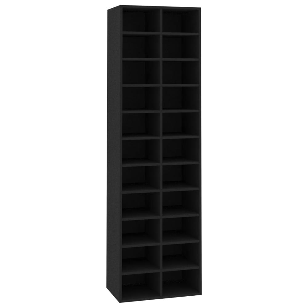 vidaXL Shoe Cabinet Black 21.2"x13.3"x72" Chipboard, 800370. Picture 2