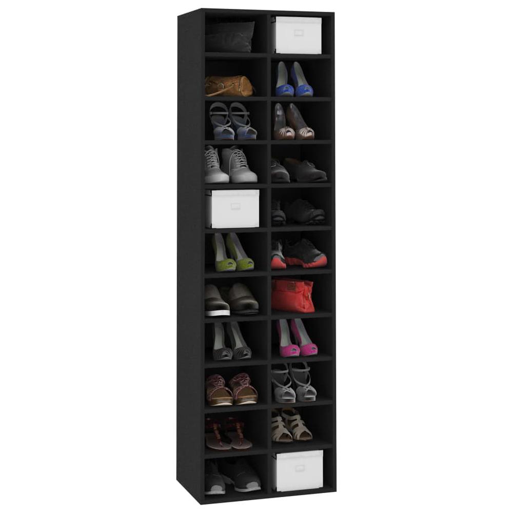 vidaXL Shoe Cabinet Black 21.2"x13.3"x72" Chipboard, 800370. Picture 3