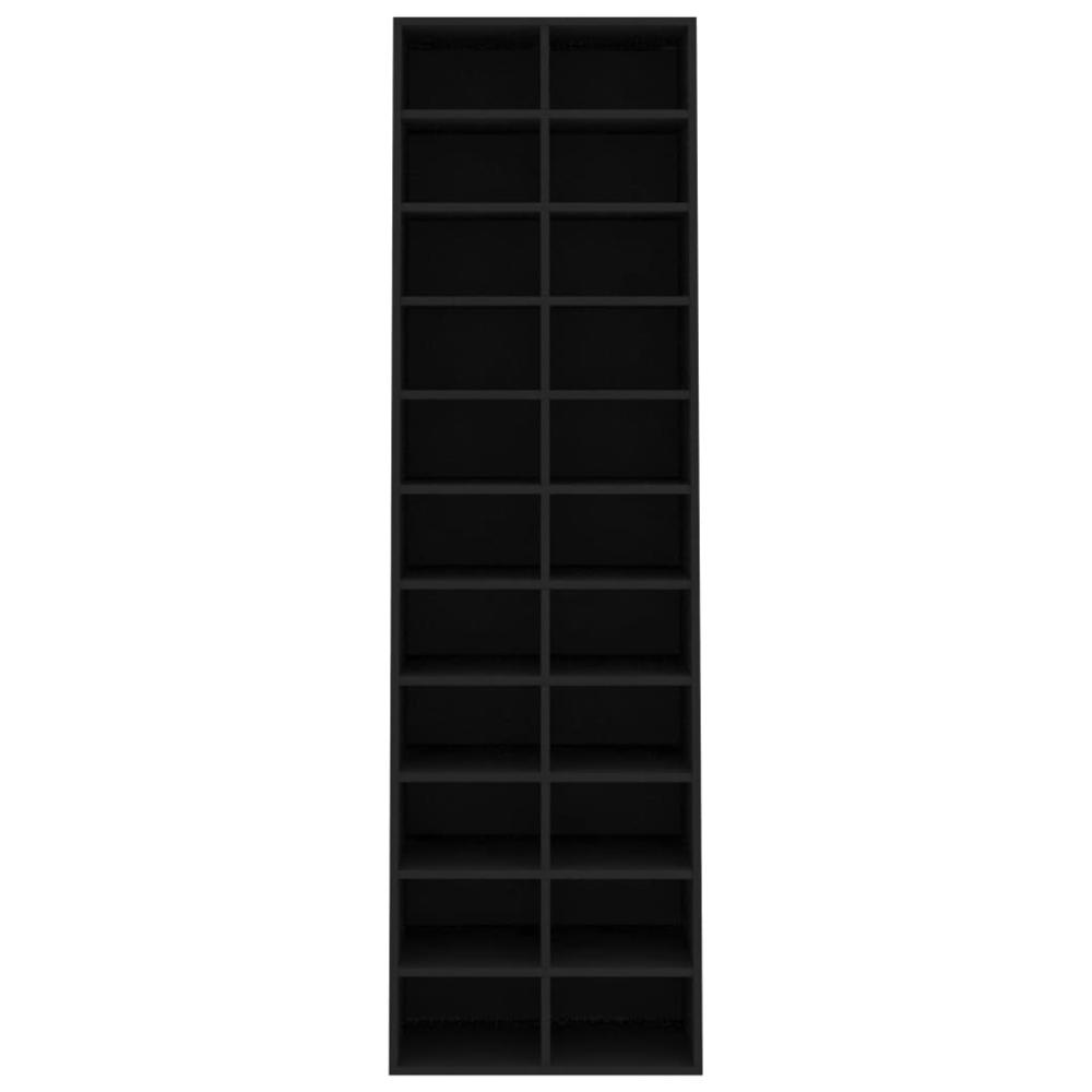 vidaXL Shoe Cabinet Black 21.2"x13.3"x72" Chipboard, 800370. Picture 4
