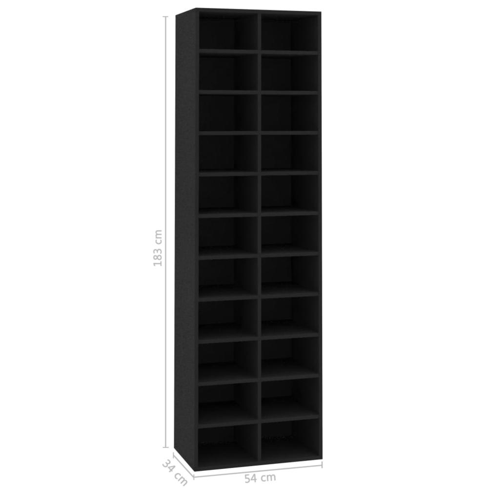 vidaXL Shoe Cabinet Black 21.2"x13.3"x72" Chipboard, 800370. Picture 6