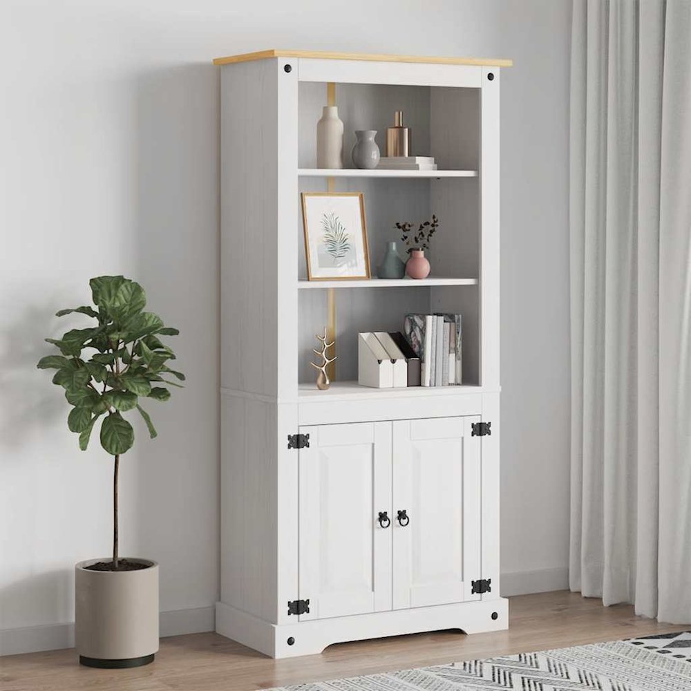 Cupboard Mexican Pine Corona Range White 31.5"x15.7"x66.9". Picture 3