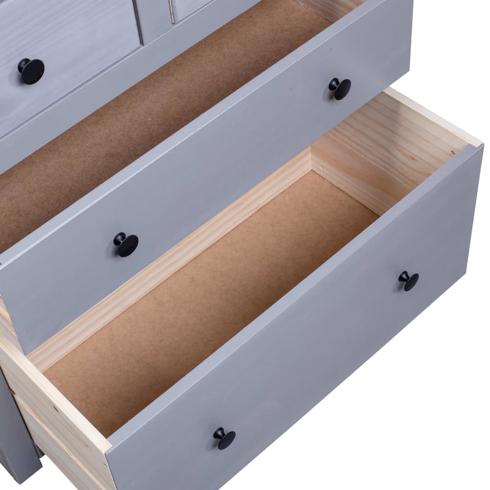 Sideboard Grey and natural wood Solid pine wood Medium Storage. Picture 8