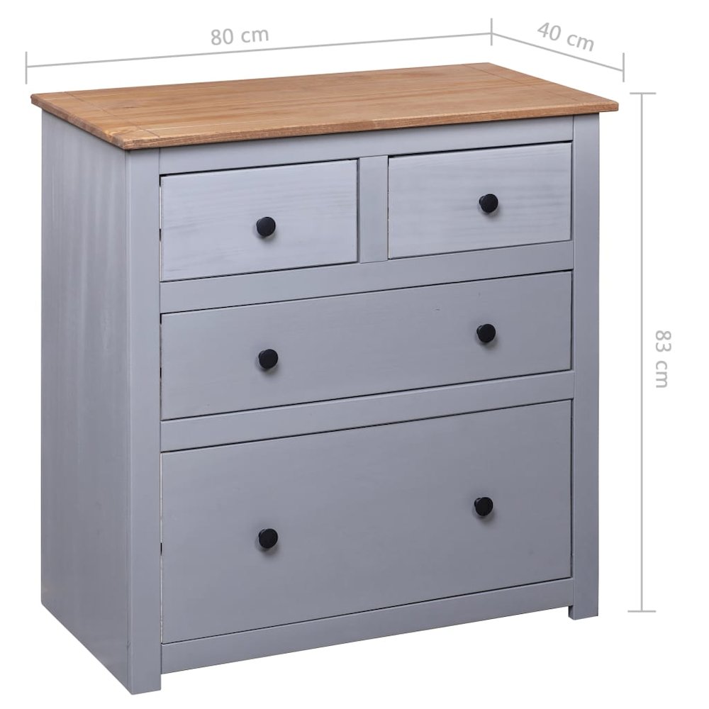 Sideboard Grey and natural wood Solid pine wood Medium Storage. Picture 9