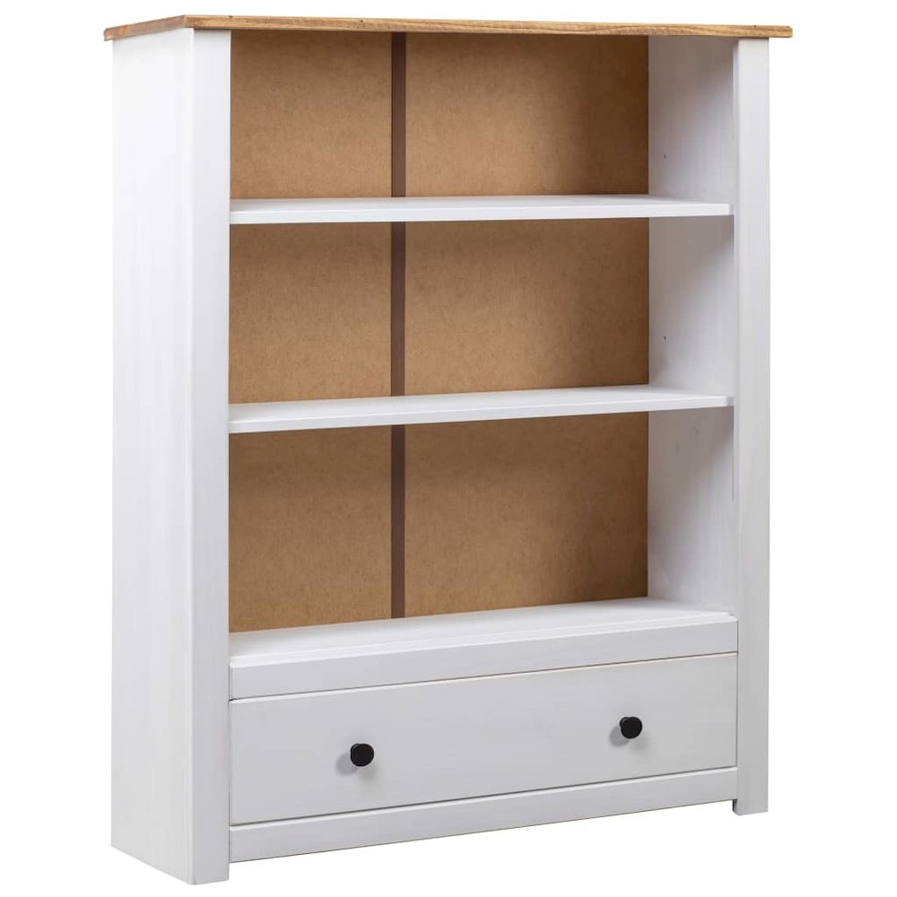 Bookcase White and natural wood Solid pine wood Medium Bookcase. Picture 1