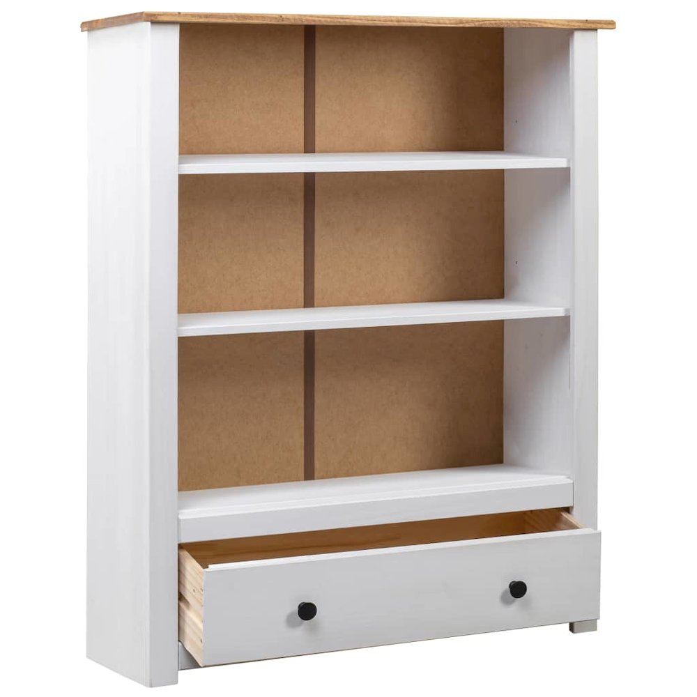 Bookcase White and natural wood Solid pine wood Medium Bookcase. Picture 2