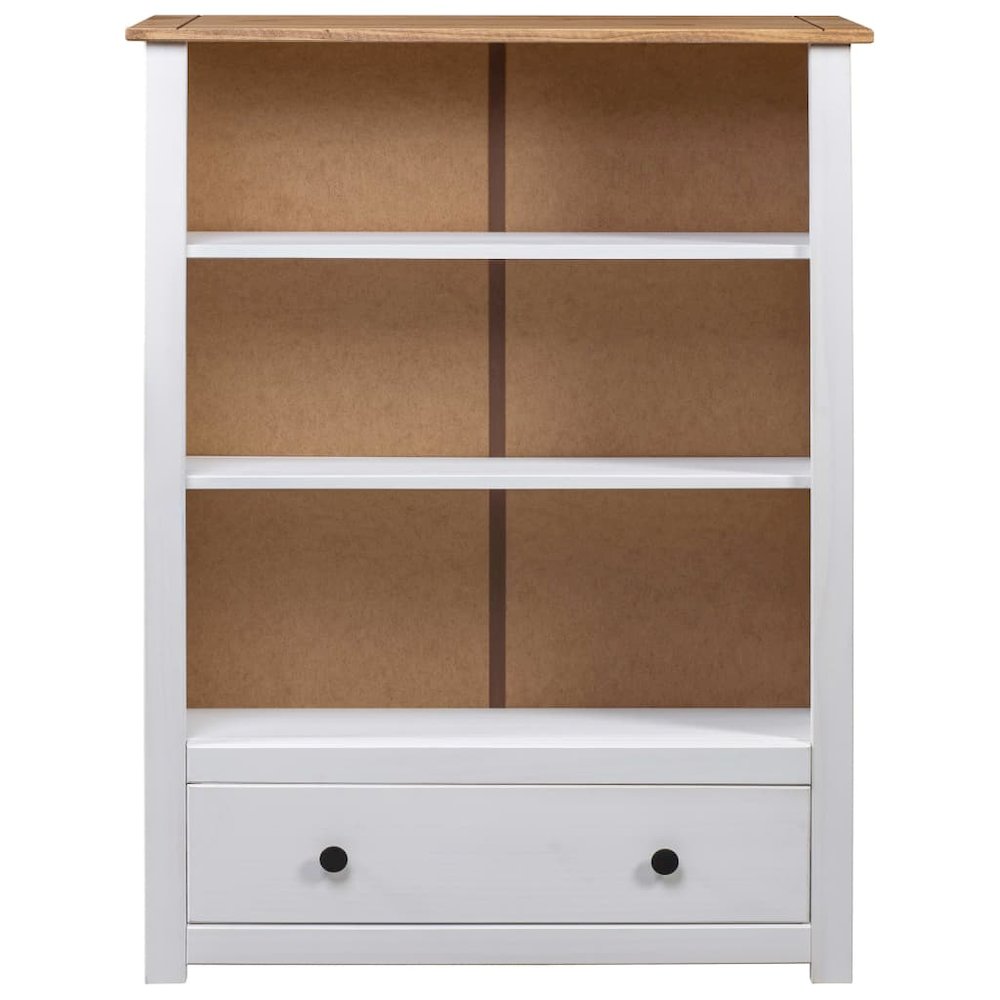 Bookcase White and natural wood Solid pine wood Medium Bookcase. Picture 3