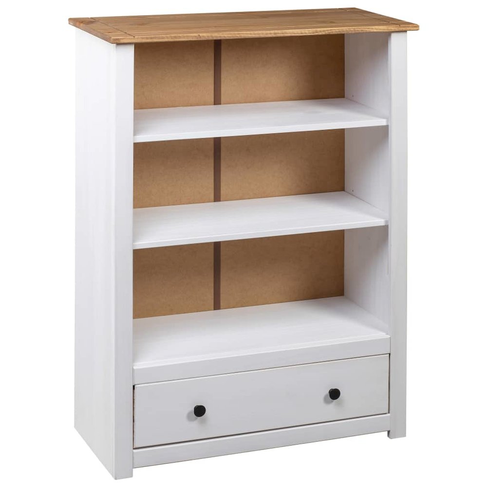 Bookcase White and natural wood Solid pine wood Medium Bookcase. Picture 4