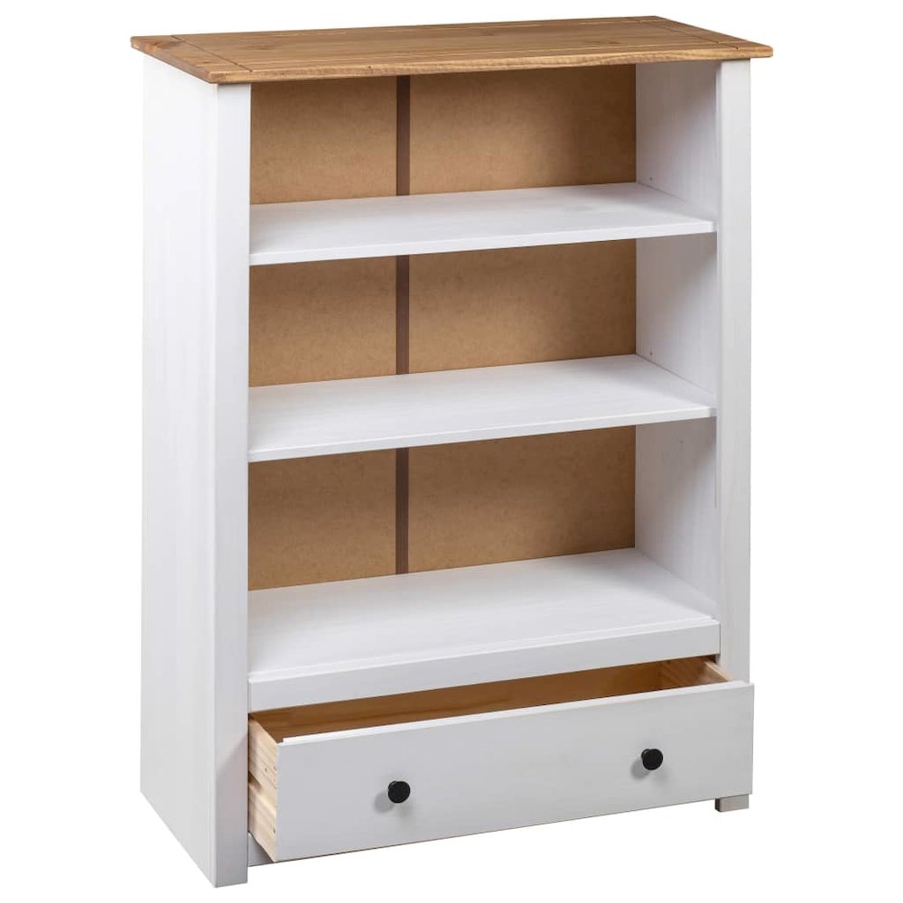 Bookcase White and natural wood Solid pine wood Medium Bookcase. Picture 5