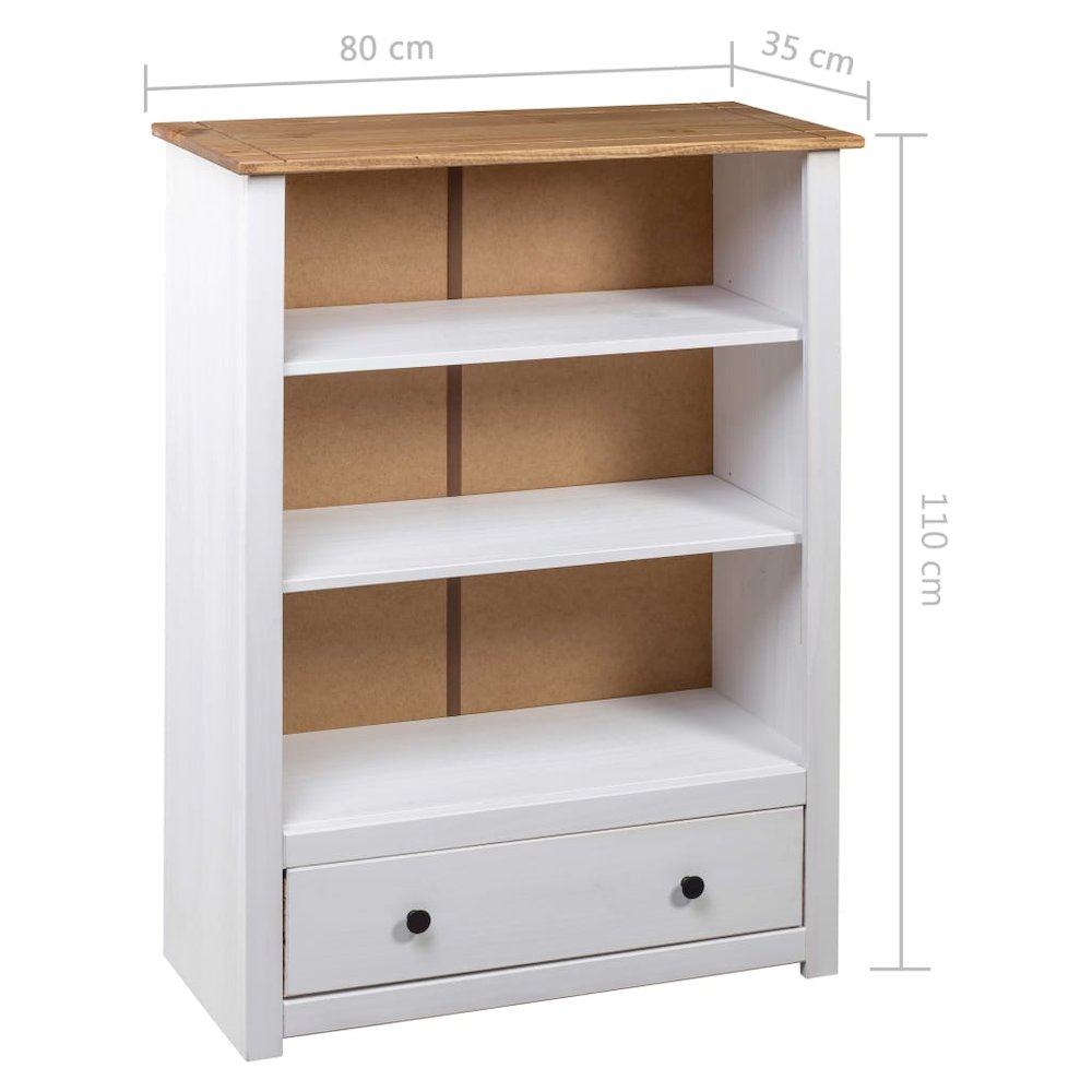 Bookcase White and natural wood Solid pine wood Medium Bookcase. Picture 9