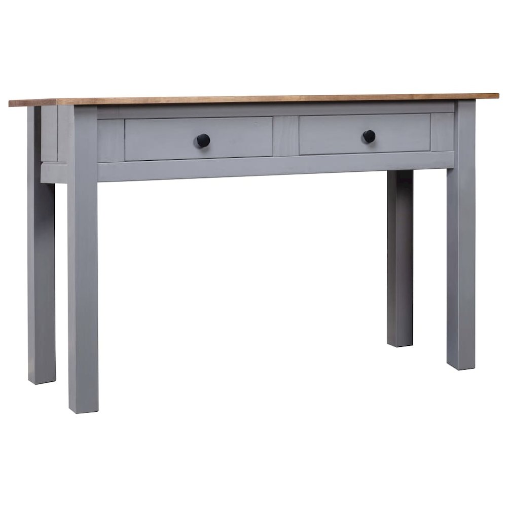 Console Table Gray and natural wood Solid Pine Wood Medium. Picture 1