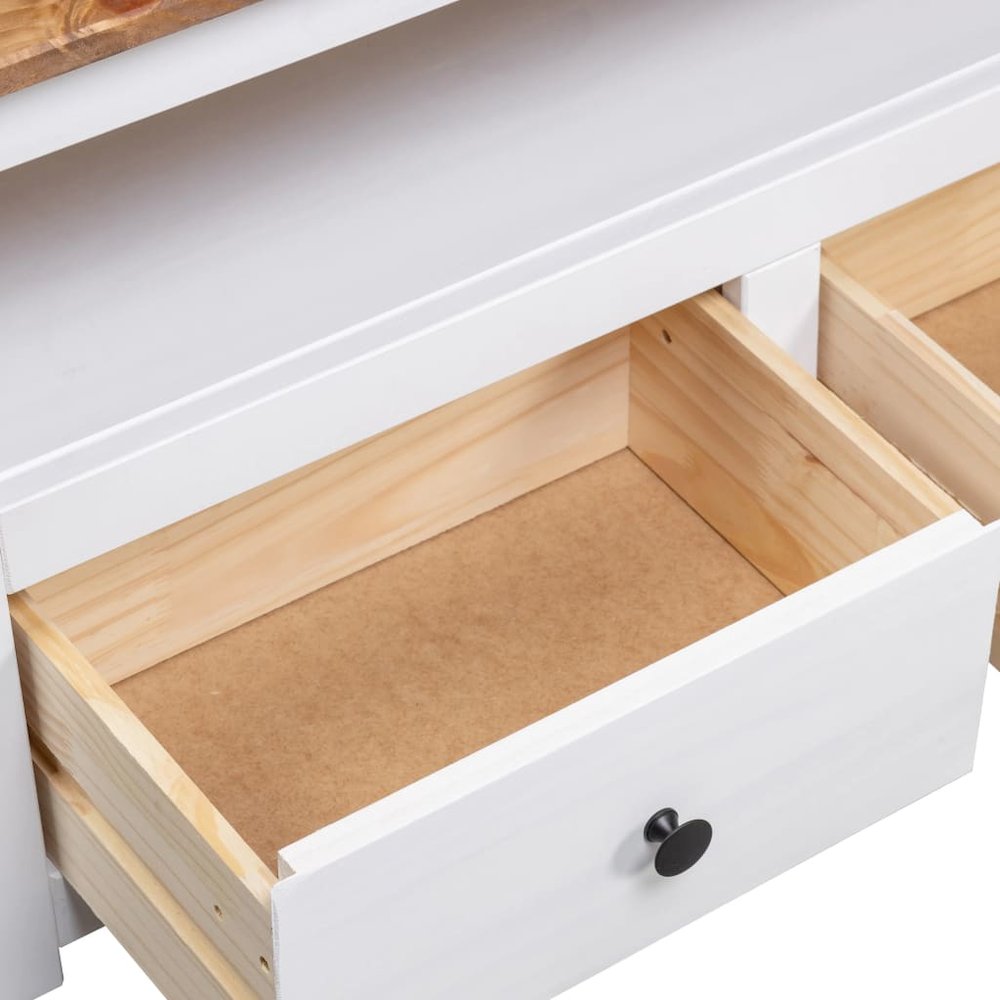 Corner TV Stand White 36.6"x19.3"x19.3" Solid Pine Panama Range. Picture 7
